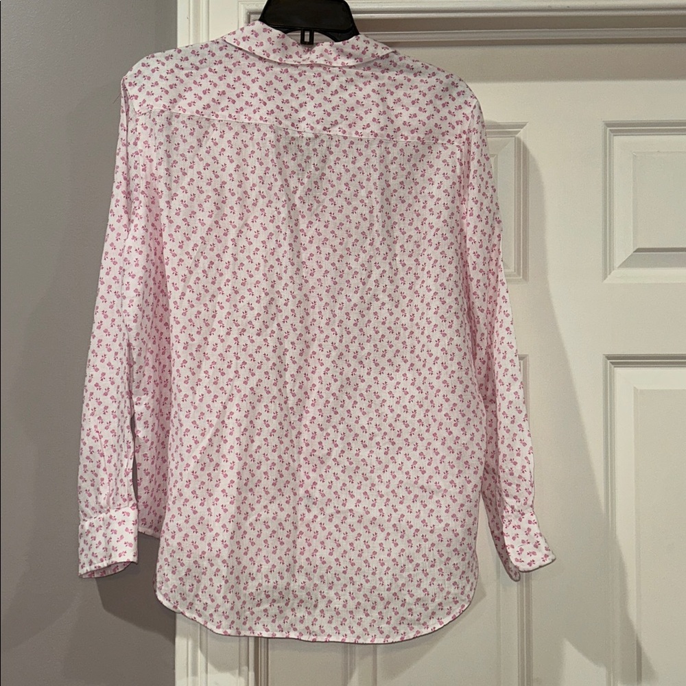 NWOT Frank & Eileen Linen Button-Up Shirt - Pink Pineapple Linen Size Small Z527 - Picture 4 of 4